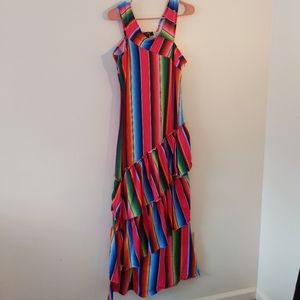 Lucky & Blessed Stripes Beachy Vacation Preppy Tiered Tank Dress